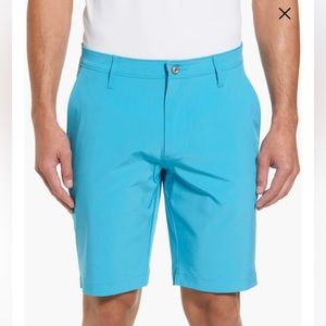 NWT AG Green Label 'The Canyon' Flat Front Performance Shorts Size 30 Ocean Blue